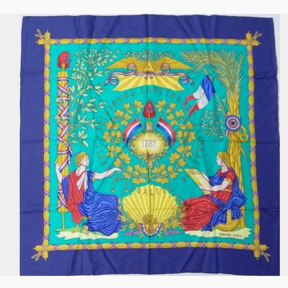 Hermes Vintage Silk Scarf 1789 Liberte Egalite Fraternite Republique Francaise - Picture 7 of 9